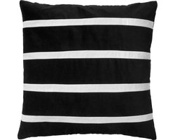 Dutch Decor PEMM - sierkussen 45x45 cm - velvet - colour blocking - Raven - zwart, wit - Inclusief binnenkussen - Luxe kussens voor woonkamer & bank