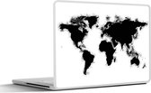 Laptop sticker - 10.1 inch - Wereldkaart - Zwart - Wit - Simpel - 25x18cm - Laptopstickers - Laptop skin - Cover