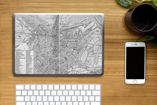 Laptop sticker - 14 inch - Stadskaart - Amsterdam - Antiek - 32x5x23x5cm - Laptopstickers - Laptop skin - Cover