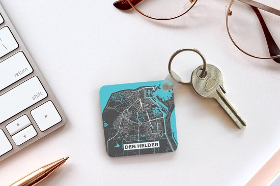 Porte-clés - Carte - Den Helder - Grijs - Blauw - Plastique
