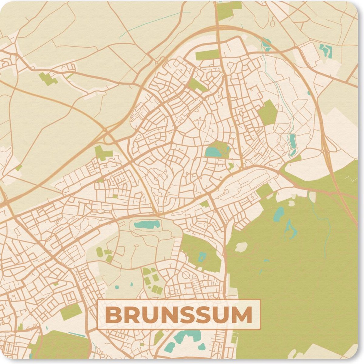 Muismat 20x20 cm - Mousepad Kaart - Brunssum - Vintage - Muismatten
