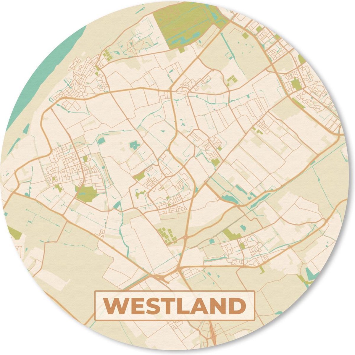 Muismat rond 20x20 cm - Mousepad Kaart - Westland - Vintage - Ronde muismatten