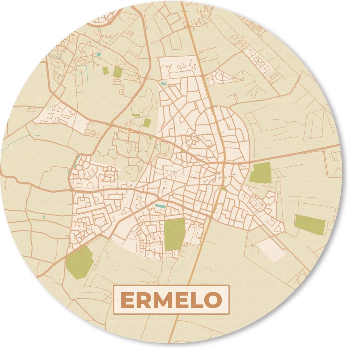 Muismat rond 30x30 cm - Mousepad Kaart - Ermelo - Vintage - Ronde muismatten