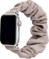 Scrunchie bandje compatibel met Apple Watch 49/45/44/42 mm, Kurkuma goud/Goud, polsmaat S/M