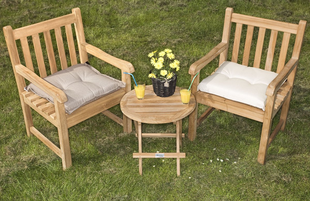 Teakea - Balkony tuinset | Rond klaptafeltje met 2 Windsor Tuinstoelen