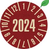 Graspapier keuringssticker met jaartal, 30 mm, 18 stuks per vel 2024