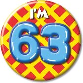 Paper Dreams Button I'm 63 Staal 5,5 Cm Rood/geel/blauw