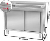 Pot- Spoelkast 1,2 m - 1 spoelbak L 95 x B 40 x T 35 cm | GGM Gastro