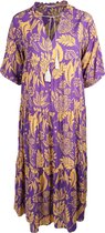 Promiss - Female - Lange jurk in viscose met een bladprint  - Violet