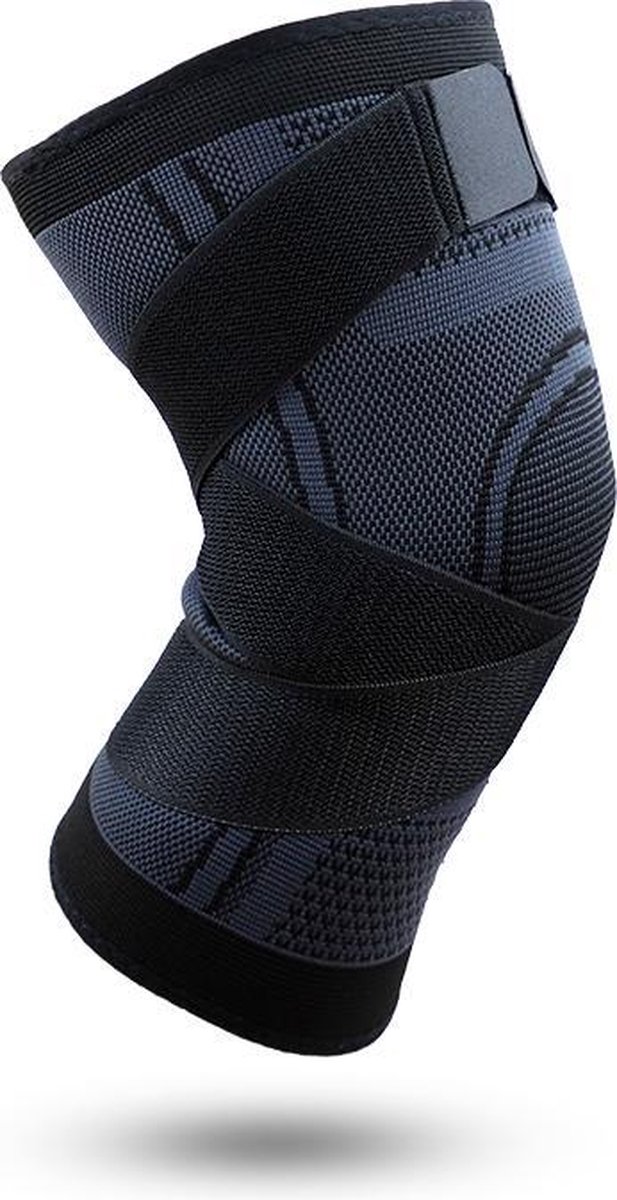 Inuk - Elastische Kniebrace Knieband met Straps - Zwart - Maat L - verkrijgbaar in S/M/L/XL - Soepel en comfortabel materiaal - check maattabel in de tekst