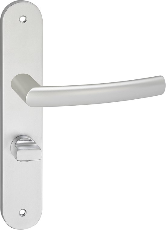 Aluminium Impresso Burton deurkruk op ovaal schild met toiletsluiting.
