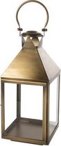 Lantaarn voor Kaarsen - Binnen en Buiten - Windlicht - Tafellamp - Brass - Geelkoper Vierkant Metaal - 53cm