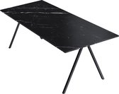 Marmeren Eettafel - Nero Marquina Zwart (V-poot) - 160 x 80 cm  - Gepolijst