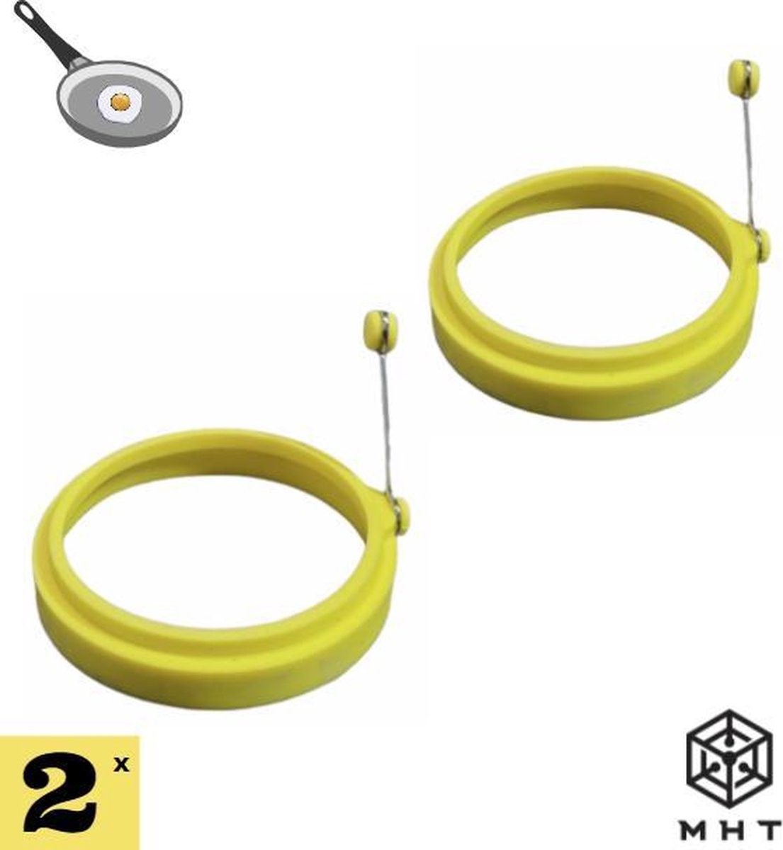 Ei Ring - Pancake Ring - Geel - 2 stuks - Pancake Maker - 10 Verschillende Varianten