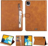 Voor iPad Pro 11 (2020) / Pro 11 (2018) Tablet Mode Kalfsstructuur Rits Horizontale Flip Leren Case met Standaard & Kaartsleuven & Portemonnee & Wek- / Slaapfunctie (Bruin)