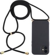 Voor iPhone 12 mini Wheat TPU beschermhoes met draagkoord (zwart)