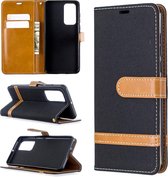 Voor Huawei P40 Kleuraanpassing Denim Texture Horizontaal Flip Leather Case met houder & kaartsleuven & Wallet & Lanyard (zwart)