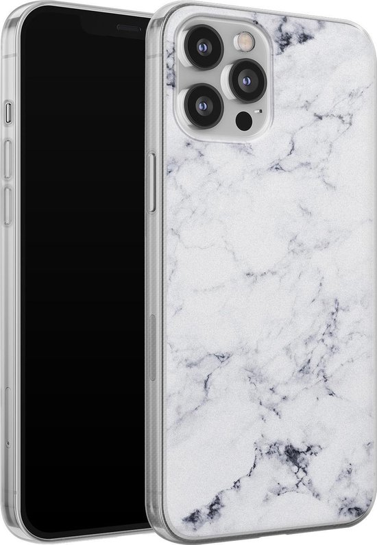 Coque en silicone iPhone 12 Pro Max - Gris marbré - Soft Case Phone Case - Marbre - Transparent, Grijs