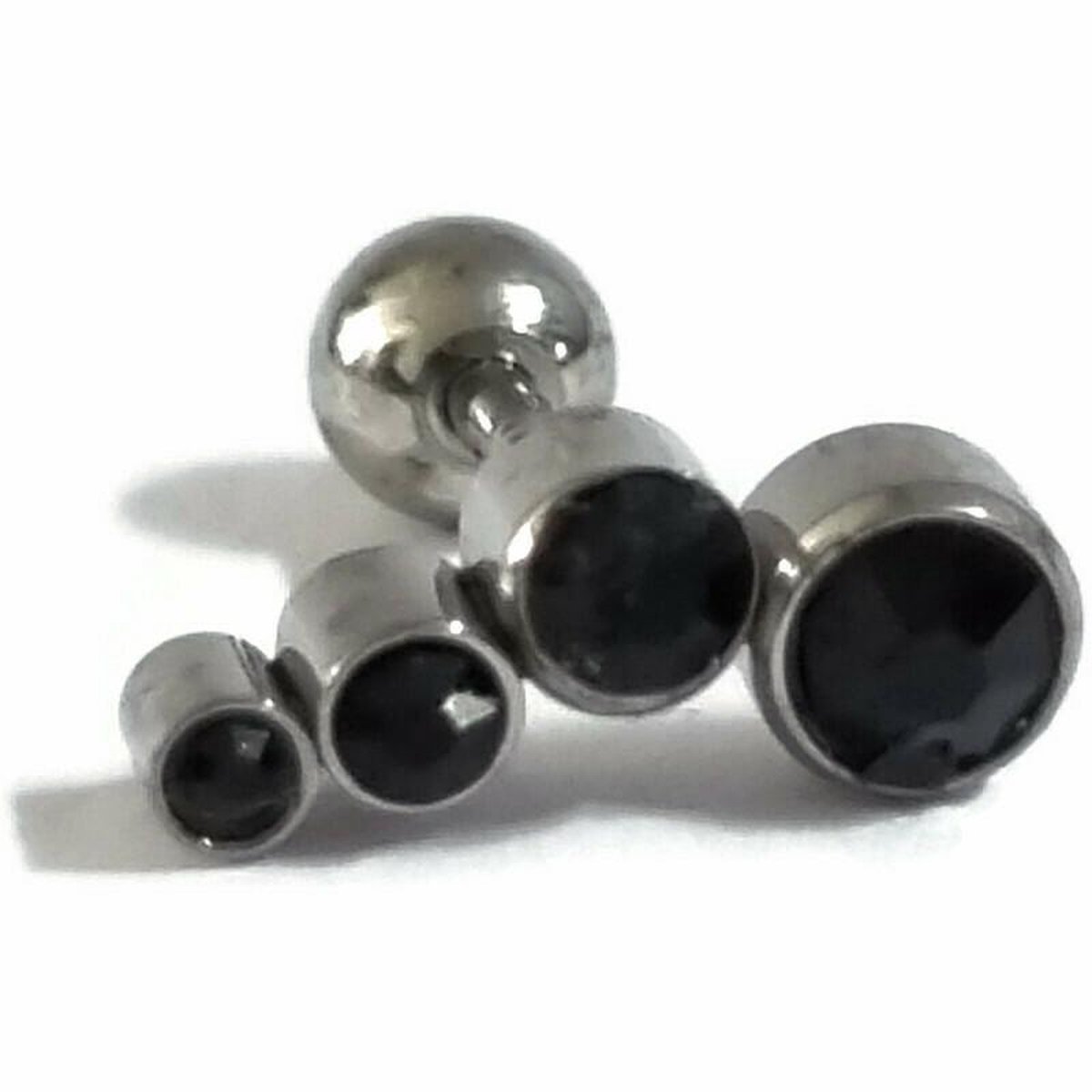 Aramat Jewels | Piercings | Zwarte Steentjes Helix Tragus Oorbel | | | |10mm | Staal | Volwassenen | Verkleurd niet