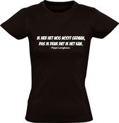 Pippi Langkaus Dames t-shirt | handig | onhandig | alles kunner | spreuk | Zwart