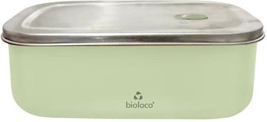 RVS bioloco lunchtrommel 20cm x 13,5cm x 7cm - licht groen