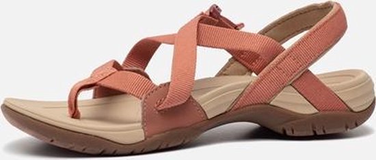 Sandales Teva roses avec brides croisées et une bride d'orteil.