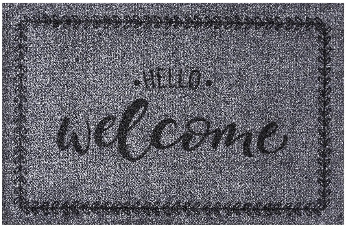 MD-Entree MD Entree - Deurmat - Schoonloopmat - Ambiance - Hello Welcome - 50 x 75 cm Grijs