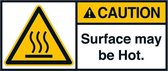 Caution Surface may be hot sticker, ANSI 70 x 160 mm