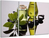 Glasschilderij Olijven - Groen, Grijs - 120x80cm 3Luik - Foto Op Glas - Geen Acrylglas Schilderij - GroepArt 6000+ Glas Art Collectie - Maatwerk Mogelijk