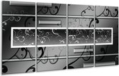 GroepArt - Glasschilderij - Modern - Grijs, Zwart, Wit - 160x80cm 4Luik - Foto Op Glas - Geen Acrylglas Schilderij - 6000+ Glasschilderijen Collectie - Wanddecoratie
