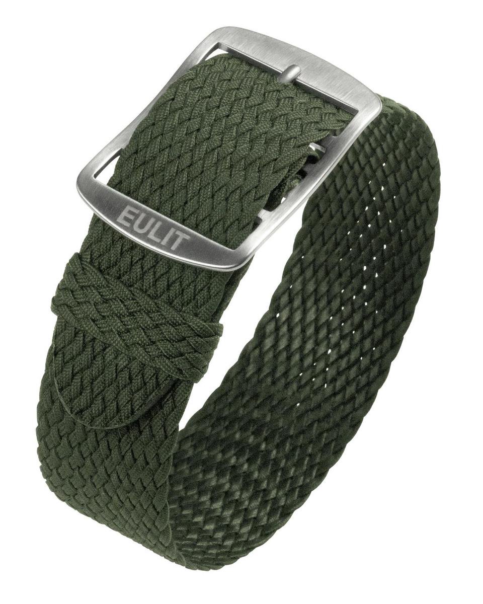 EULIT horlogeband - perlon - 18 mm - groen - metalen gesp