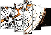 Glasschilderij Art - Wit, Oranje, Zwart - 170x100cm 5Luik - Foto Op Glas - Geen Acrylglas Schilderij - 6000+ Glasschilderijen Collectie - Wanddecoratie
