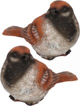 2x stuks huismus vogel dieren beeldje 14,5 x 6,5 x 8,5 cm - Tuin decoratie - Dieren/vogels beelden