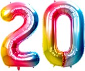 Ballon chiffre 20 ans arc-en-ciel anniversaire décoration chiffre Ballons à l' hélium coloré Fête embellissement Cm avec paille à boire