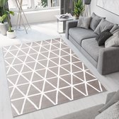 Tapiso Bali PP Vloerkleed Woonkamer Slaapkamer Grijs Diamond Geometrisch Design Interieur Woonsfeer Modern Duurzaam Hoogwaardig Tapijt Maat - 120x170