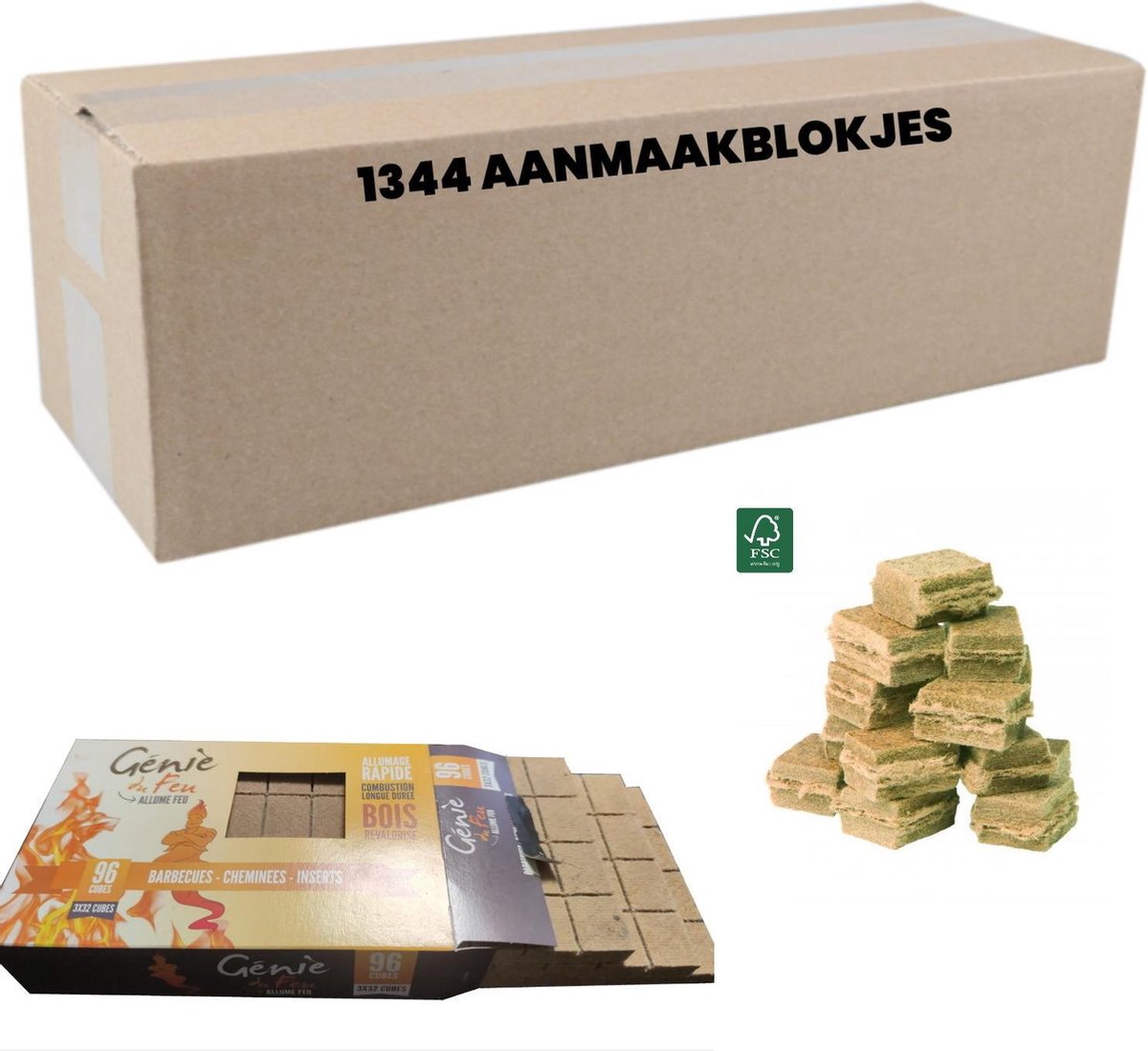 Genie Du Feu Aanmaakblokjes Bruin - 1344 Stuks - Voordeel Verpakking