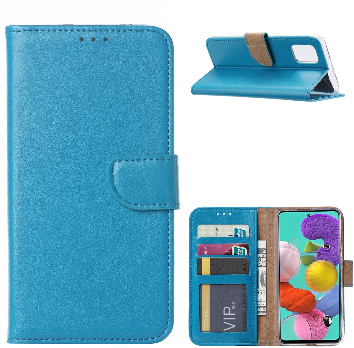 BixB Samsung A51 Hoesje - Bookcase Portemonnee cover - Turquoise