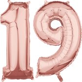 Helium cijfer ballonnen 19  rosé goud.