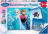Ravensburger Disney Frozen Avontuur in Winterland- Drie puzzels van 49 stukjes - kinderpuzzel