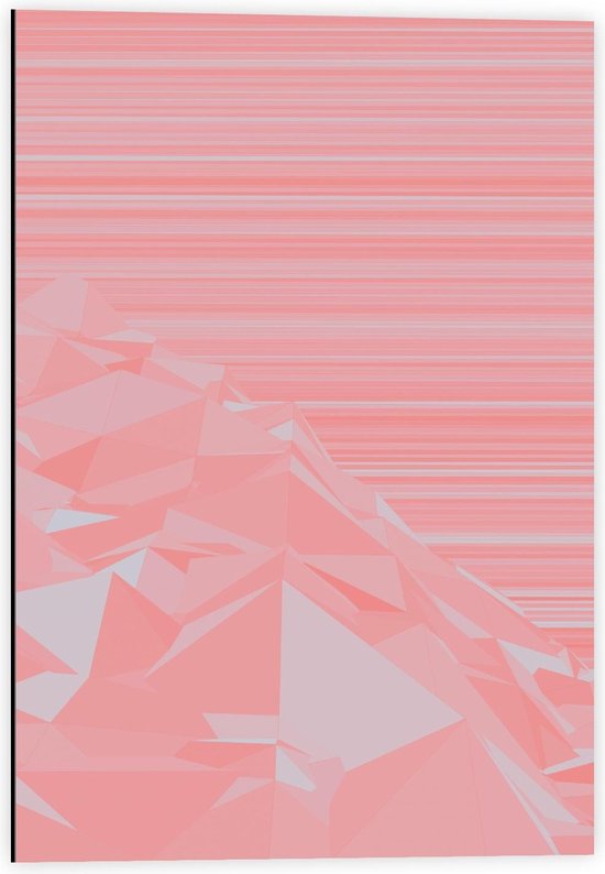 Dibond - Abstracte Roze-Witte Afbeelding - 40x60cm Foto op Aluminium (Wanddecoratie van metaal)