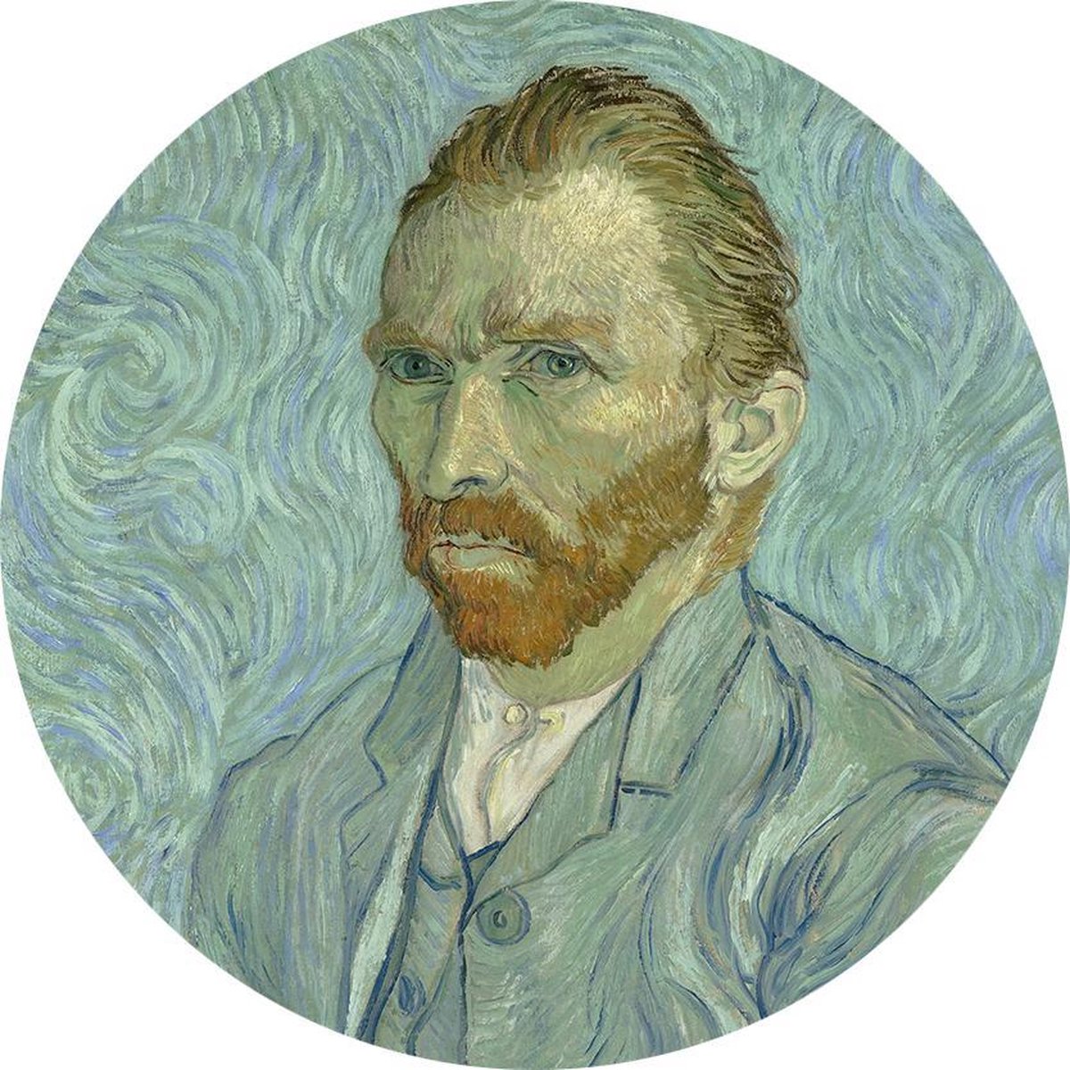 Zelfportret, Vincent van Gogh - Foto op Behangcirkel - ⌀ 120 cm