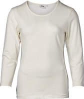 Dames shirt basic off white met marine accent, 3/4e mouw | Maat 3XL