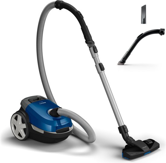 Philips Stofzuiger met Zak Performer Compact XD3110/09 - Lang Snoer - Alle Vloertypen - TriActive mondstuk - Incl 2 Extra Mondstukken - Blauw Philips Stofzuiger met Zak Performer Compact XD3110/09 - Lang Snoer - Alle Vloertypen - TriActive mondstuk - Incl 2 Extra Mondstukken - Blauw