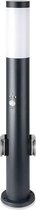 LED Tuinverlichting met Bewegingssensor - 2 Stopcontacten - Staande Buitenlamp - Viron Stobo -  E27 Fitting - Rond - Mat Grijs - Aluminium - 60cm - BES LED
