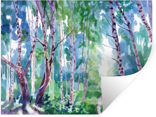 Stickers muraux - Film autocollant - Arbres - Couleurs - Été - 80x60 cm - Film adhésif - Stickers muraux chambre enfant - Papier peint autocollant - Papier peint autocollant - Film autocollant