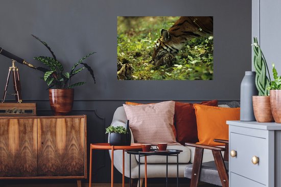 Sticker Muursticker Familles d'animaux - Tigresse avec ourson inbos - 90x60 cm - film adhésif autocollant - sticker mural repositionnable