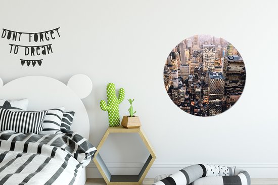 Manhattan d'en haut Wall Circle sticker papier peint 50x50 cm / cercle papier peint / cercle mural / cercle vivant - auto-adhésif et découpe ronde