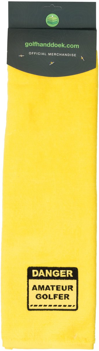 Nova Golf 'Danger Amateur Golfer' Golfhanddoek - Geel Zwart