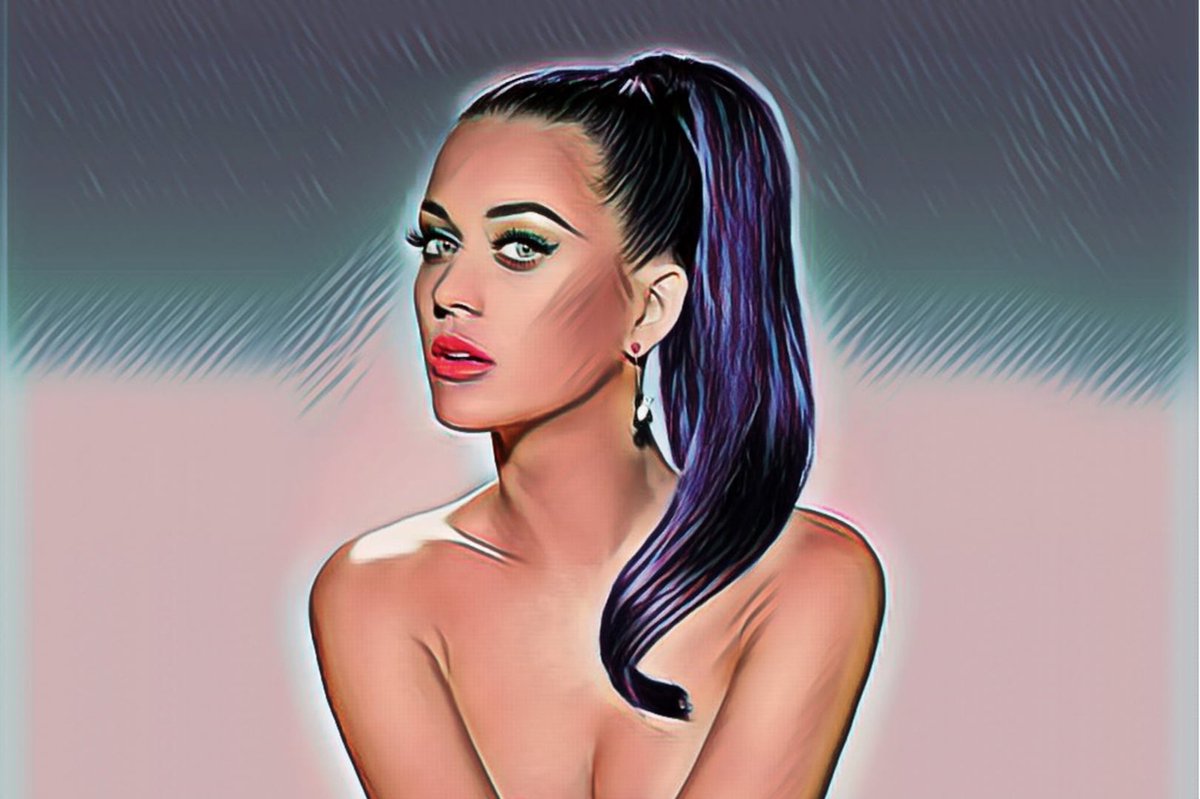 Passionforart.eu Katy Perry 1-2 - Canvas - 50 x 70 cm blauw