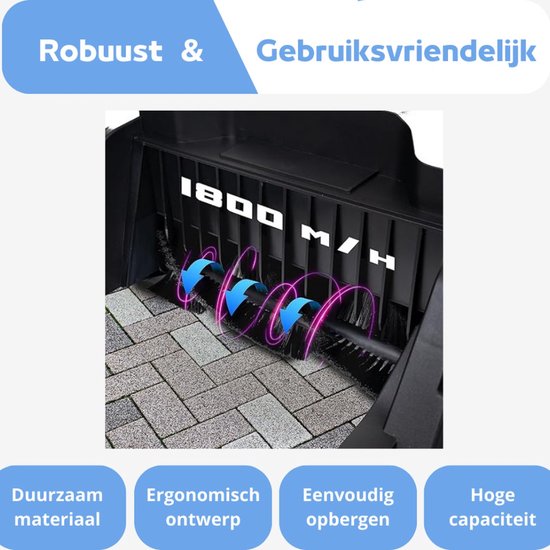 Bladverzamelaar - Handmatige Veegmachine met Tank van 18 Liter - Bladverzamelaar met Twee Zijborstels en Een Veegbreedte van 650 mm - Handveegmachine voor Zand, Bladeren, Grind, en Gazon - Blauw/Zwart van Monzana — afbeelding 3
